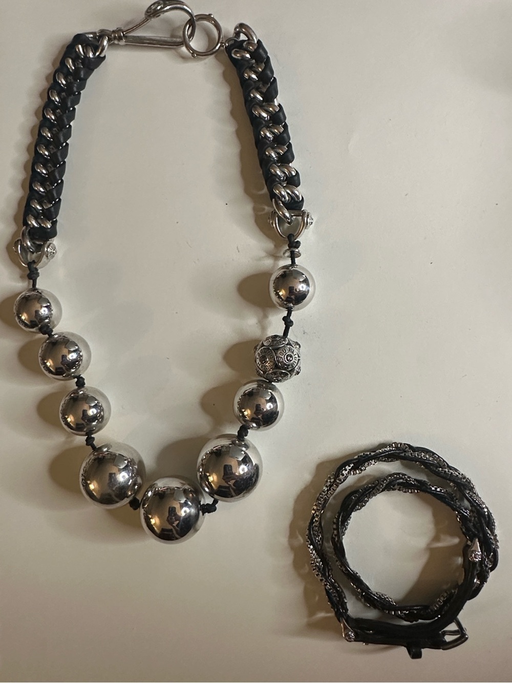 Henri Bendel Jawbreaker Necklace Necklace and Braided Leather Bracelet